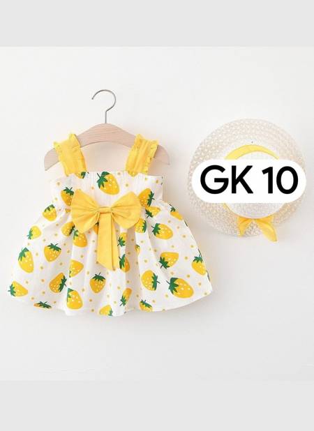 Yellow Colour GURUKRUPA New Designer Fancy Wear Girls Frock Kids Colllection GK-10